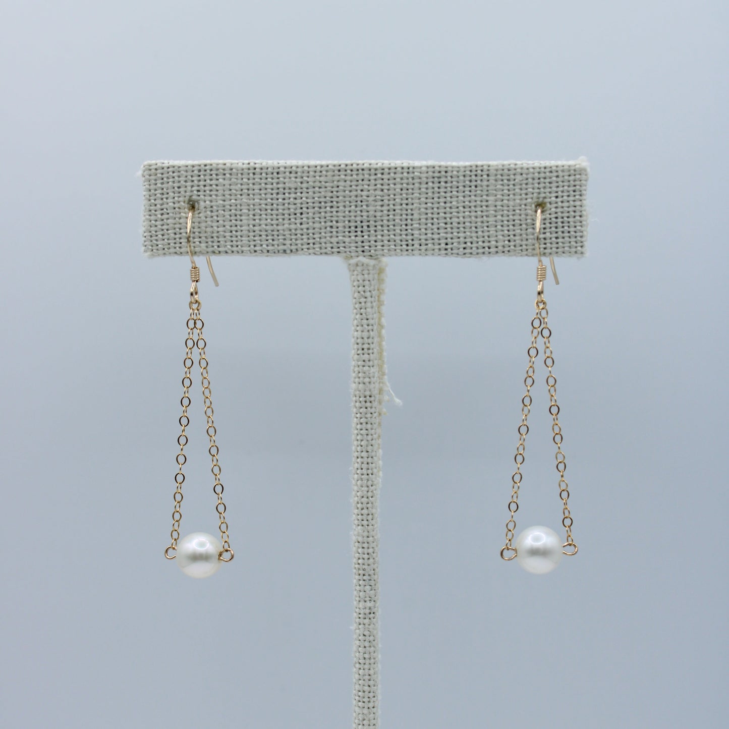 White Single Pearl Floating Earrings