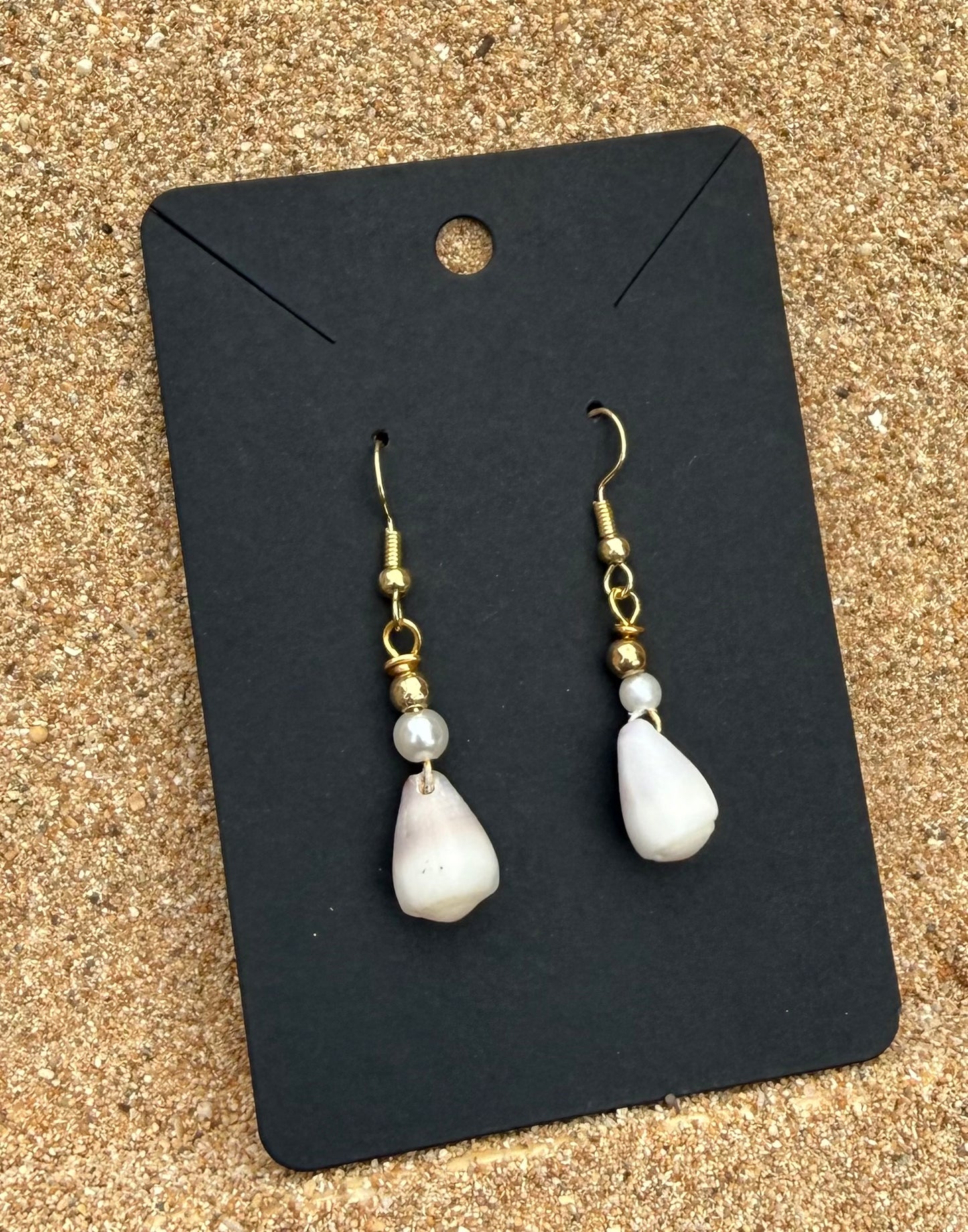 Mini Cone Shells with White Pearls.