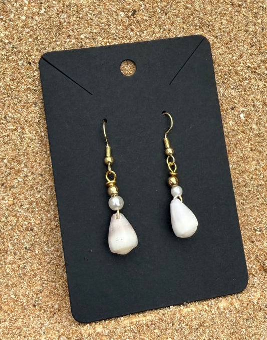 Mini Cone Shells with White Pearls.