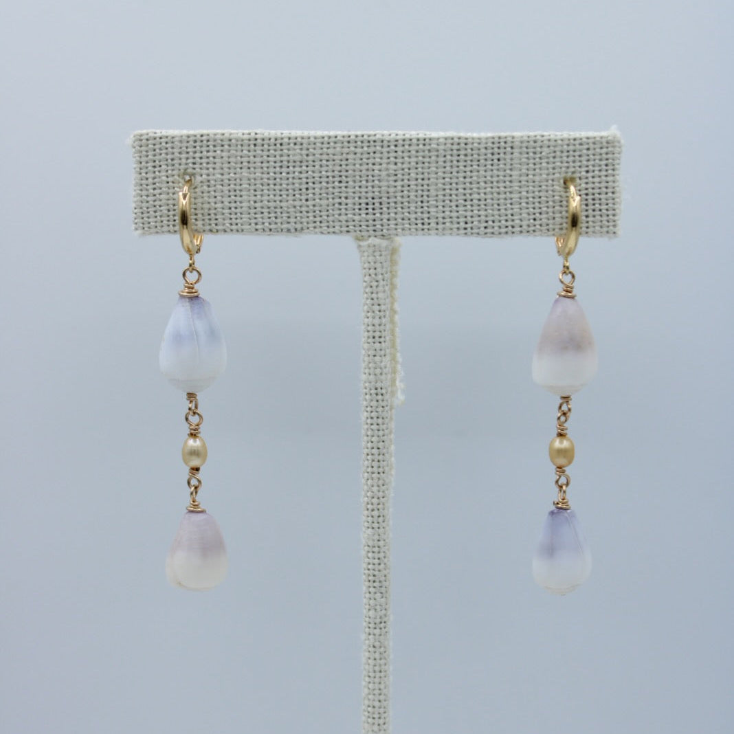 Double Mini Cone Shell Dangle Earrings
