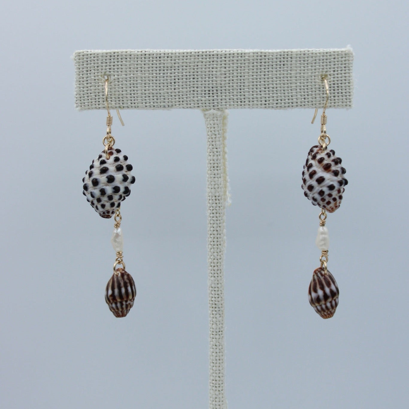 Double Seashell Dangle Earrings