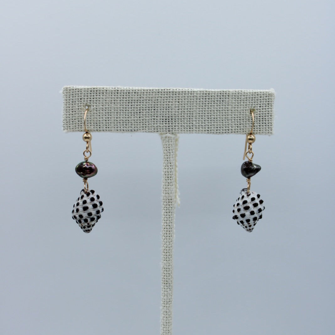 Keshi Pearl and Drupe Seashell Earrings