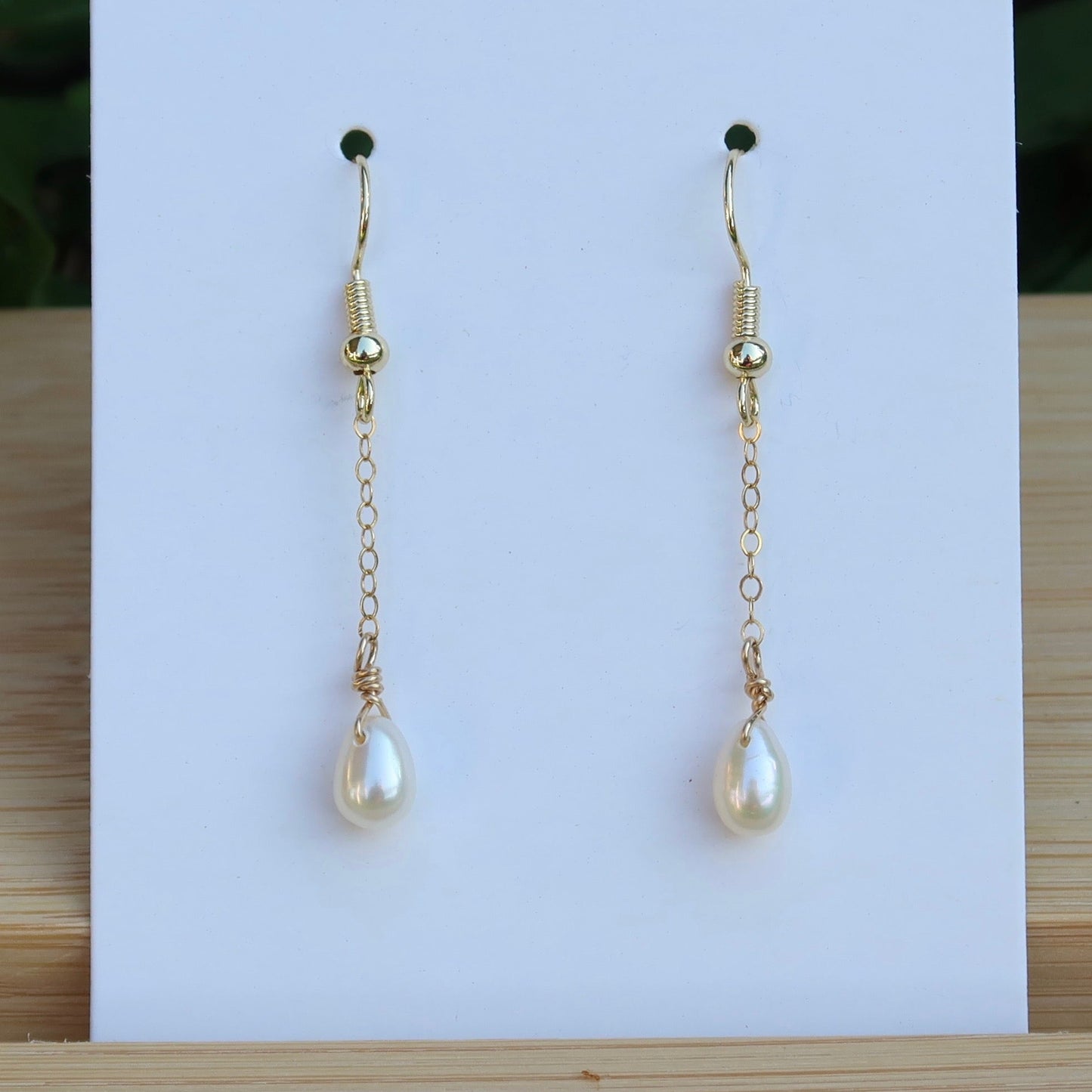 Single White Pearl Dangle Earrings