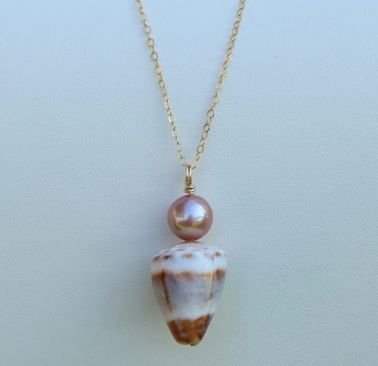 Cone Shell and Pearl Necklace