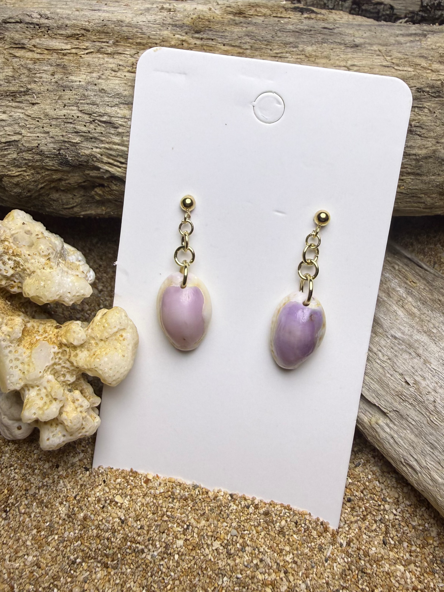 Honey Cowry Dangle Earrings