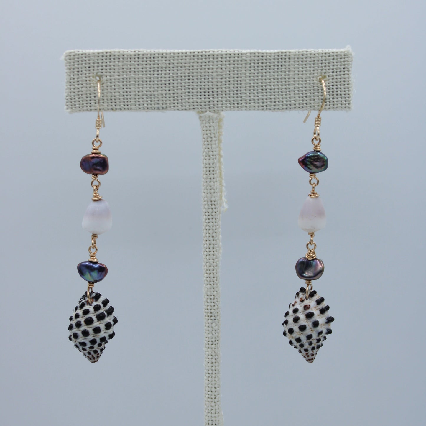 Mini Cones and Grape Drupe Seashell Earrings