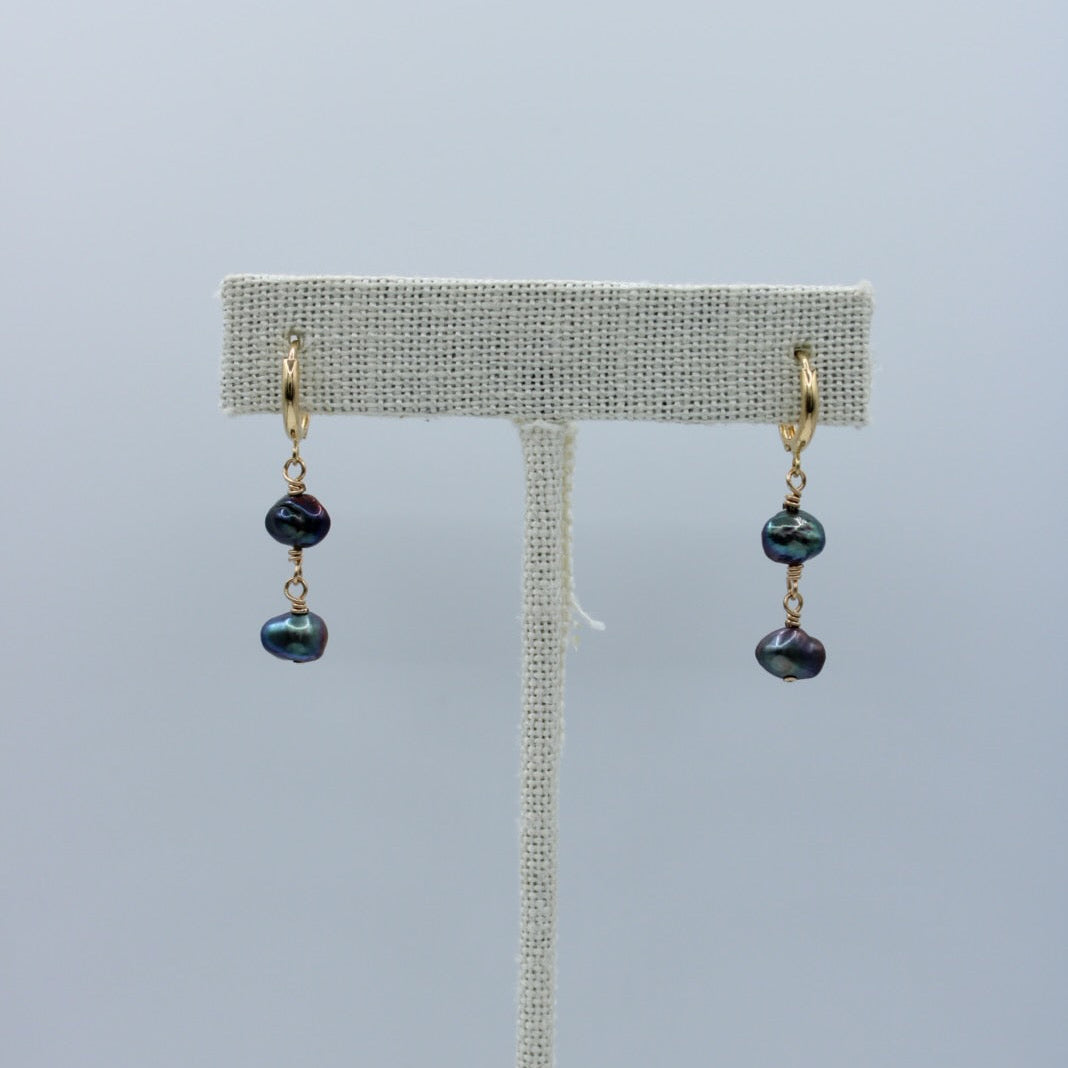 Double Keshi Dangle Earrings
