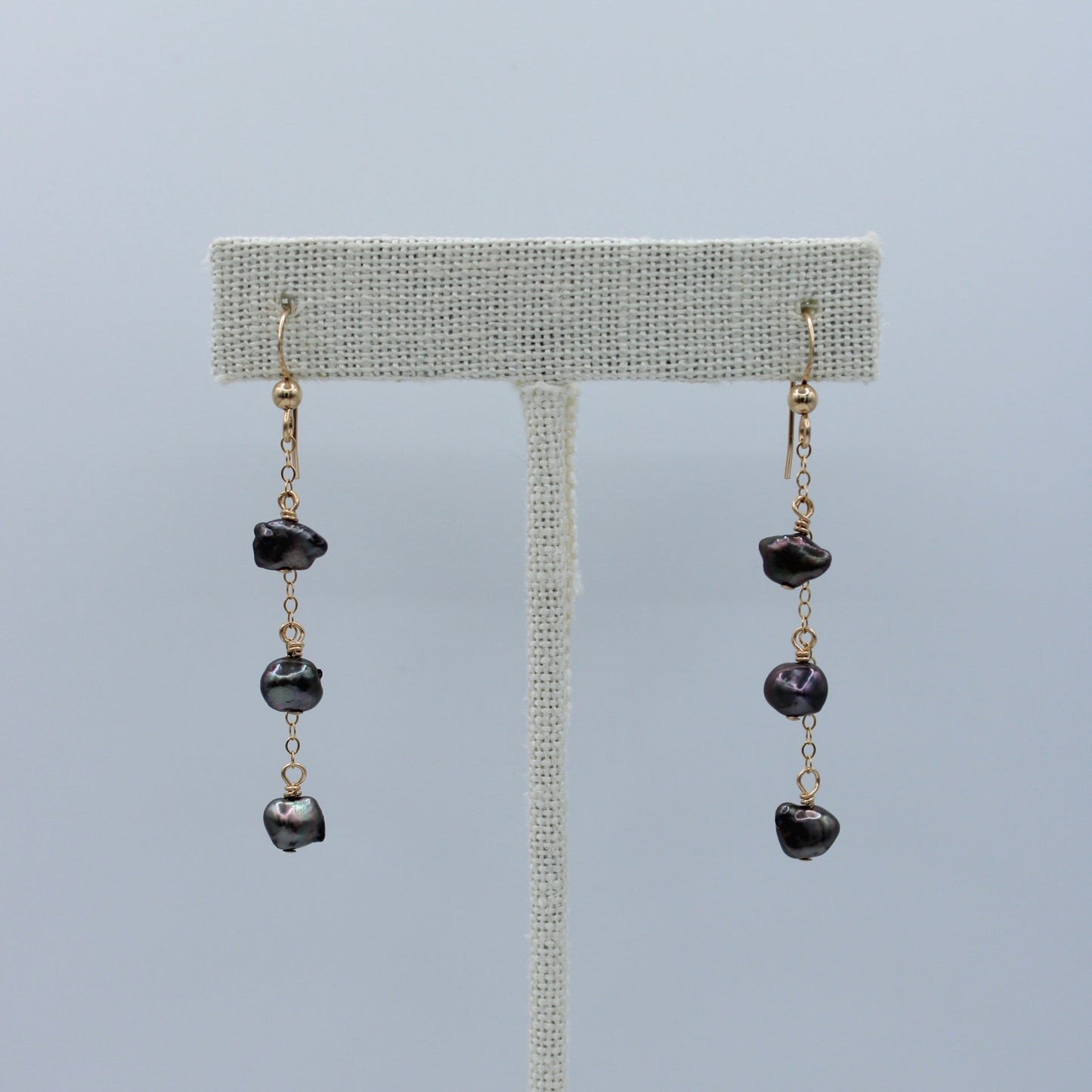 Triple Keshi Pearl Dangle Earrings